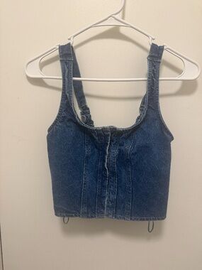 Lone Star Denim Crop Top with Clasps in the Front